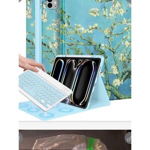 Wazzasoft iPad Pro 13 M4 Case with Keyboard Van Gogh Almond Blossoms Art Folio